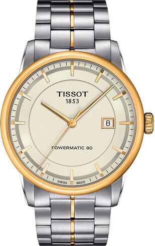 Tissot mens Tissot Luxury Powermatic 80 316L stainless steel case with yellow gold PVD coating Automatic Watch, Grey, Stainless steel, 22 (T0864072226100) in Kuwait