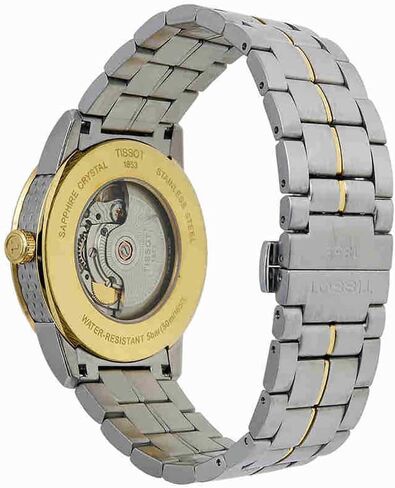 Tissot mens Tissot Luxury Powermatic 80 316L stainless steel case with yellow gold PVD coating Automatic Watch, Grey, Stainless steel, 22 (T0864072226100) in Kuwait