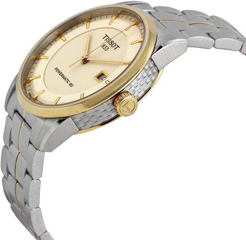 Tissot mens Tissot Luxury Powermatic 80 316L stainless steel case with yellow gold PVD coating Automatic Watch, Grey, Stainless steel, 22 (T0864072226100) in Kuwait
