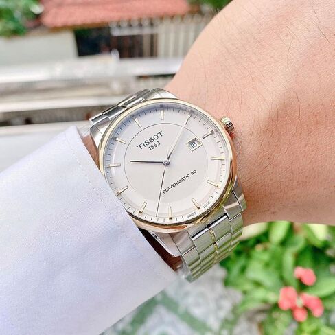 Tissot mens Tissot Luxury Powermatic 80 316L stainless steel case with yellow gold PVD coating Automatic Watch, Grey, Stainless steel, 22 (T0864072226100) in Kuwait