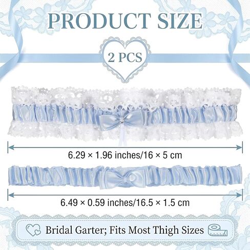 Wedding Garters for Bride Lace Garters for Bride Blue Lace Garter Bridal Garter Set Keepsake and Toss Elastic Ribbons for Wedding Accessories Party Gifts for Women in Kuwait
