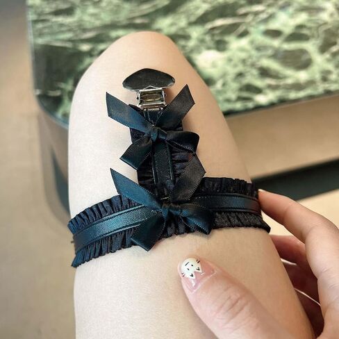 Wedding Bowknot Bridal Lace Garter Belt Women Adjustable Punk Gothic Garter in Kuwait