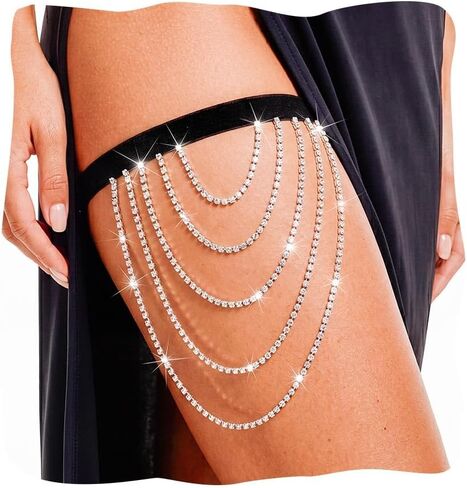 Rhinestone Thigh Leg Chain Jewelry Muti-layer Thigh Garter Accessories for Womemn in Saudi Arabia