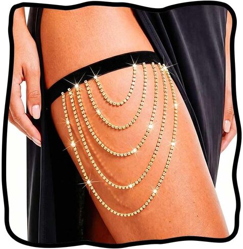 Rhinestone Thigh Leg Chain Jewelry Muti-layer Thigh Garter Accessories for Womemn in Saudi Arabia