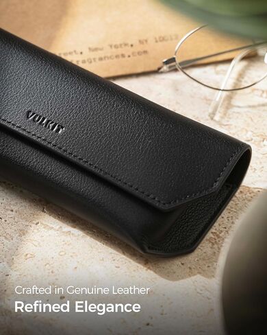 VULKIT Genuine Leather Glasses Case, Magnetic Closure Sunglasses Case, Eye Glasses Cases for Men & Women Spectacle Cases in Kuwait