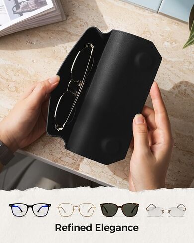 VULKIT Genuine Leather Glasses Case, Magnetic Closure Sunglasses Case, Eye Glasses Cases for Men & Women Spectacle Cases in Kuwait