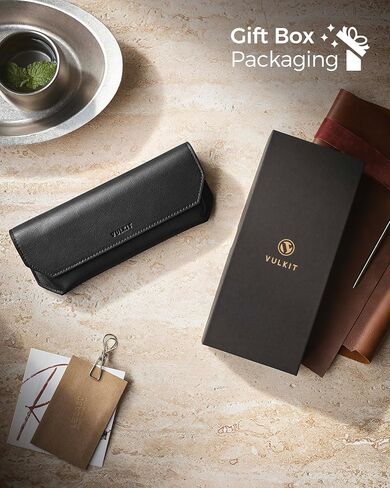 VULKIT Genuine Leather Glasses Case, Magnetic Closure Sunglasses Case, Eye Glasses Cases for Men & Women Spectacle Cases in Kuwait