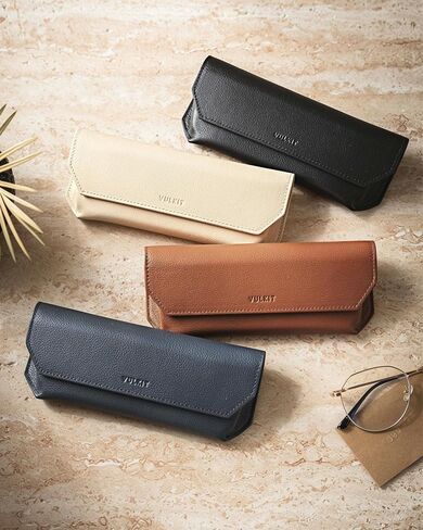 VULKIT Genuine Leather Glasses Case, Magnetic Closure Sunglasses Case, Eye Glasses Cases for Men & Women Spectacle Cases in Kuwait
