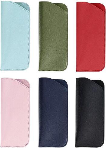 Glasses Cases, 6 Pcs Leather Reading Eyeglasses Case Slim Soft Sunglasses Pouch Spectacles Storage Bag for Women Men Kids in Saudi Arabia