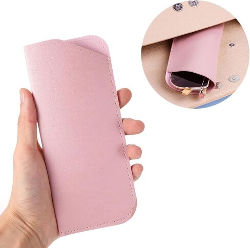 Glasses Cases, 6 Pcs Leather Reading Eyeglasses Case Slim Soft Sunglasses Pouch Spectacles Storage Bag for Women Men Kids in Saudi Arabia