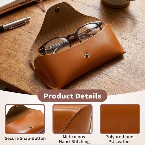 Sunglasses Case Compatible with Ray-Ban, PU Brown Leather,Eyeglass Case for Ray-Ban Meta Smart Glasses in Saudi Arabia