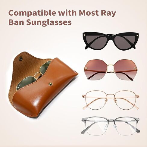Sunglasses Case Compatible with Ray-Ban, PU Brown Leather,Eyeglass Case for Ray-Ban Meta Smart Glasses in Saudi Arabia
