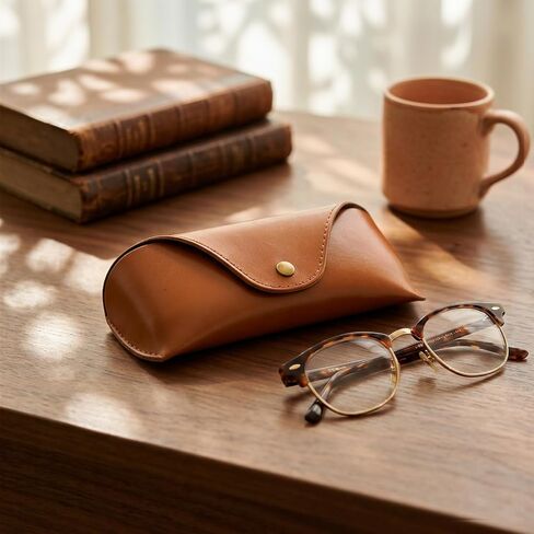 Sunglasses Case Compatible with Ray-Ban, PU Brown Leather,Eyeglass Case for Ray-Ban Meta Smart Glasses in Saudi Arabia