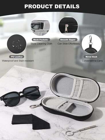 CORVIDA Double Glasses Case Hard EVA Shell Dual Eyeglasses Case Travel Sunglasses Organizer Includes Microfiber Cloth in Saudi Arabia