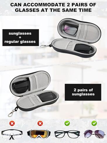 CORVIDA Double Glasses Case Hard EVA Shell Dual Eyeglasses Case Travel Sunglasses Organizer Includes Microfiber Cloth in Saudi Arabia