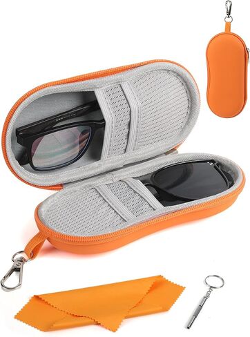 CORVIDA Double Glasses Case Hard EVA Shell Dual Eyeglasses Case Travel Sunglasses Organizer Includes Microfiber Cloth in Saudi Arabia