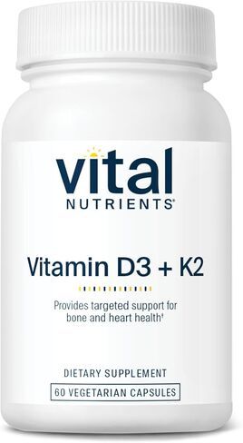 Vital Nutrients Vitamin D3 + K2 | 2000 IU | Vitamin D3 K2 Supplement | Vitamin D Complex for Healthy Calcium Levels, Muscle & Bone Health | Gluten, Dairy, Soy Free | 60 Capsules in Saudi Arabia