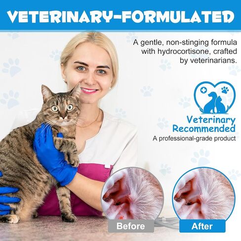 Ear Infection Treatment Drops for Dogs and Cats,with 1% Hydrocortisone Soothing Dog Yeast Infection, Itchy Ear Relief-Treats Ear Infections for Dogs & Cats - 2 fl oz in Saudi Arabia