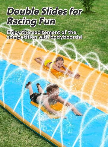Slip and Water Slide for Kids and Adults 30FT Extra Long Water Slide for Backyard Heavy Duty Lawn Summer Outdoor Water Toys in Kuwait