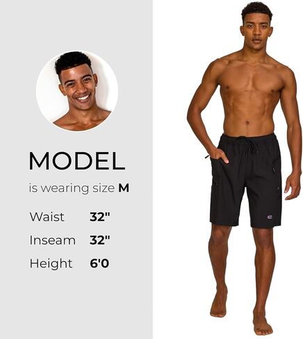 Champion Mens Swim Trunks with Mesh Liner - 9" Inseam Quick Drying Mens Bathing Suit, Board Shorts for Swimming, Beach in Saudi Arabia