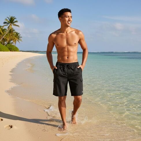 Champion Mens Swim Trunks with Mesh Liner Cargo Pocket- 9" Inseam Quick Dry Bathing Suit Board Shorts for Beach Swimming in Saudi Arabia