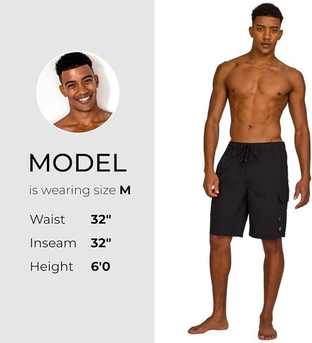 Champion Mens Swim Trunks with Mesh Liner Cargo Pocket- 9" Inseam Quick Dry Bathing Suit Board Shorts for Beach Swimming in Saudi Arabia