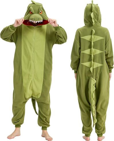 Adult Dinosaur Onesie Pajamas, Animal Halloween Costume, Cozy One-Piece Cosplay Outfit for Women and Men in Saudi Arabia