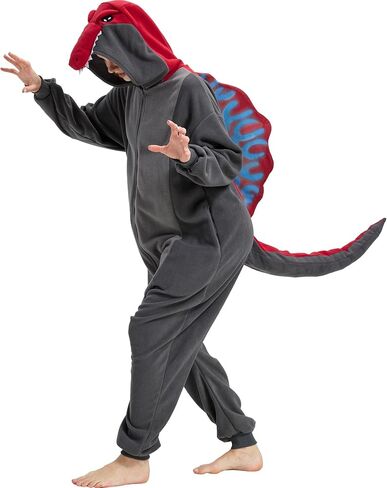 Adult Dinosaur Onesie Pajamas, Animal Halloween Costume, Cozy One-Piece Cosplay Outfit for Women and Men in Kuwait