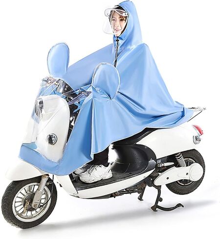 Electric Bike Rain Poncho Raincoat for Cycling Adult 5XL with Breathable Oxford Cloth Full Body Coverage Drawstring Hood for All Round Protection (Blue) in Kuwait