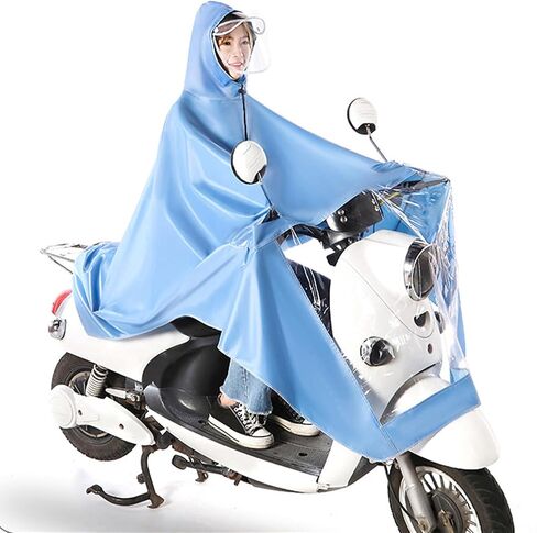 Electric Bike Rain Poncho Raincoat for Cycling Adult 5XL with Breathable Oxford Cloth Full Body Coverage Drawstring Hood for All Round Protection (Blue) in Kuwait