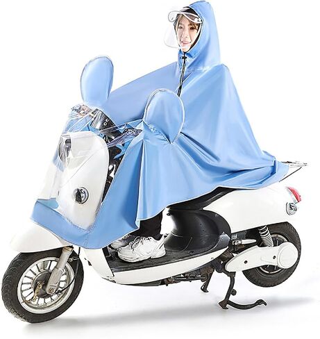 Electric Bike Rain Poncho Raincoat for Cycling Adult 5XL with Breathable Oxford Cloth Full Body Coverage Drawstring Hood for All Round Protection (Blue) in Kuwait