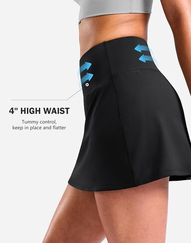 SANTINY 13.5 "/15" Skorts للنساء مع 2 جيوب عالية الخصر ألف خط عادية Pickleball جولف Skort تنورة رياضية للتنس in Kuwait