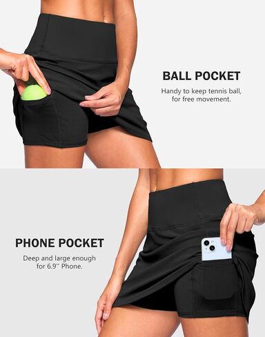 SANTINY 13.5 "/15" Skorts للنساء مع 2 جيوب عالية الخصر ألف خط عادية Pickleball جولف Skort تنورة رياضية للتنس in Kuwait