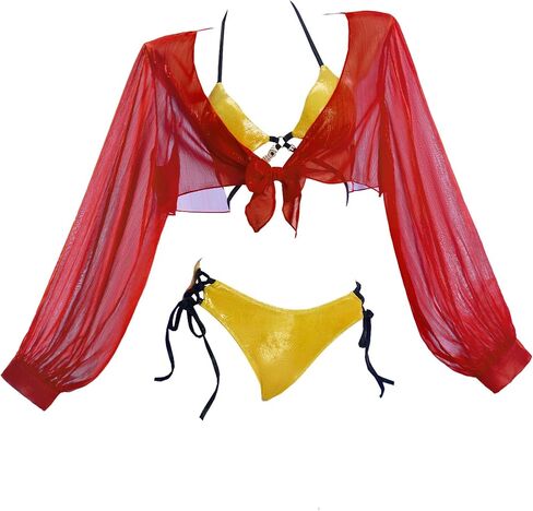 haikyuu Women Cowboy Hunter Cosplay Swimsuit Rave Bikini Set with Coverup Anime Bathing Suit in Kuwait