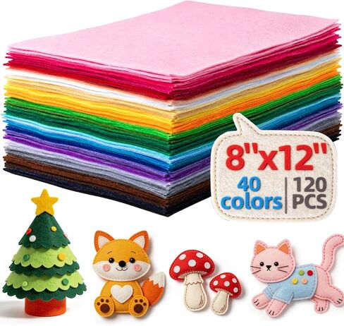 Simetufy 8 x 12 Inch Felt Sheets for Crafts, 40 Pcs Non-Woven Felt Squares, Stiff Sheets for School Projects, Decoration, 40 Assorted Colors (20 x 30cm) in Saudi Arabia