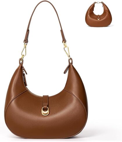 TOPEAST Purses for Women, Crescent Shoulder Bag, Small Soft Leather Trendy Hobo Handbags with Crescent Snap & Removable Strap in Saudi Arabia