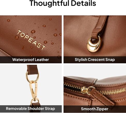 TOPEAST Purses for Women, Crescent Shoulder Bag, Small Soft Leather Trendy Hobo Handbags with Crescent Snap & Removable Strap in Saudi Arabia