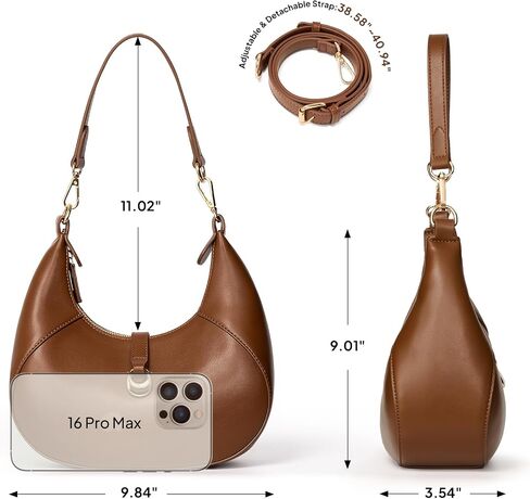 TOPEAST Purses for Women, Crescent Shoulder Bag, Small Soft Leather Trendy Hobo Handbags with Crescent Snap & Removable Strap in Saudi Arabia