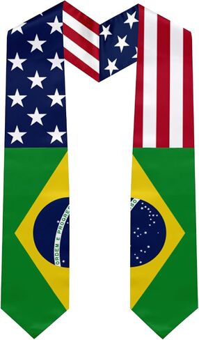 Mixed National Flag Graduation Stole, Satin Unisex International Student Graduation Sash Scarf 72'' in Saudi Arabia