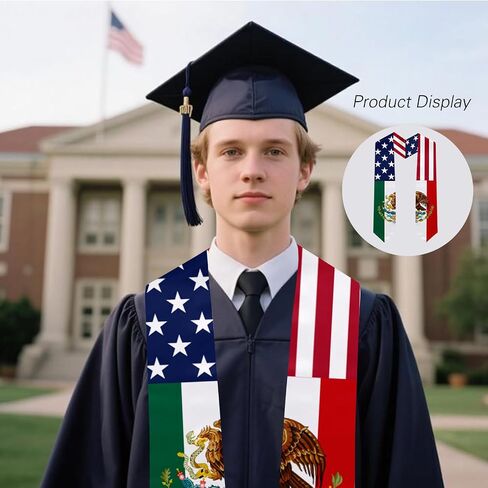 Mixed National Flag Graduation Stole, Satin Unisex International Student Graduation Sash Scarf 72'' in Saudi Arabia