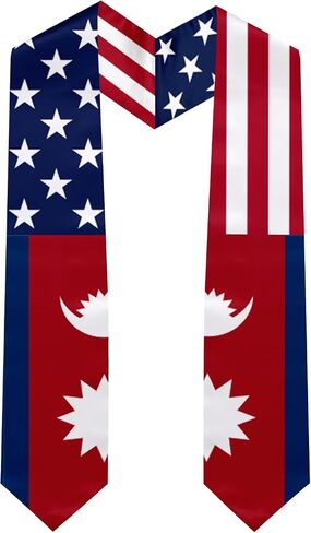 Mixed National Flag Graduation Stole, Satin Unisex International Student Graduation Sash Scarf 72'' in Saudi Arabia
