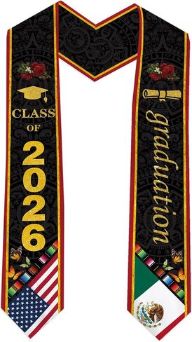 Mexican Class 2026 Graduation Stole Sash Graduation Stole Mexican American Sash in Kuwait