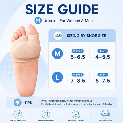 Metatarsal Pads for Women & Men, Ball of Foot Cushions Pain Relief, Morton's Neuroma & Metatarsalgia Support, Foot Pads Inserts, 2 Pairs in Saudi Arabia