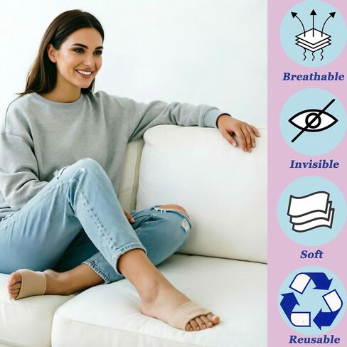 2 Pairs Metatarsal Pads for Men and Women - Ball of Foot Pain Relief Cushions for Sesamoiditis, Metatarsalgia, Morton's Neuroma - Fabric Sleeves with Gel Inserts(Beige) (M) in Saudi Arabia
