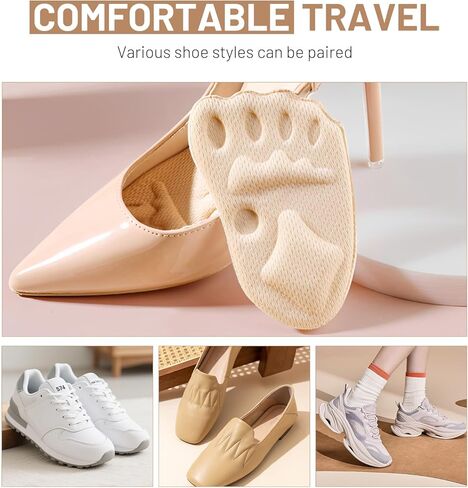 5Pcs Metatarsal Pads Women,Upgraded Breathable Shoe Inserts,Shoe Inserts for Women,Ball of Foot Cushions Relief and Comfort,Comfort Non-Slip Foot Pads,One Size Fits Any,Beige in Kuwait