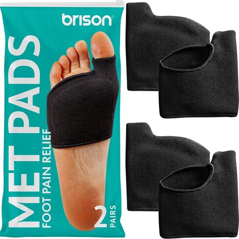 Brison Metatarsal Pads for Women and Men Ball of Foot Cushion - Gel Sleeves Cushions Pad - Fabric Soft Socks for Supports Feet Pain Relief - 2 Pairs (Beige, Medium) in Saudi Arabia