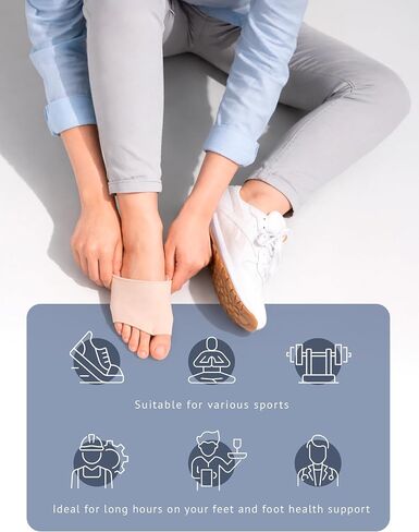Brison Metatarsal Pads for Women and Men Ball of Foot Cushion - Gel Sleeves Cushions Pad - Fabric Soft Socks for Supports Feet Pain Relief - 2 Pairs (Beige, Medium) in Kuwait