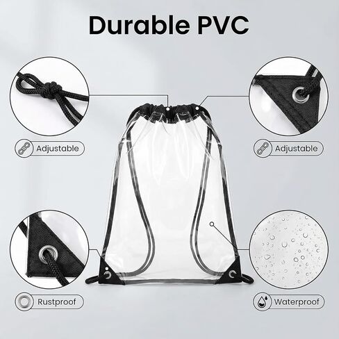100 Pack Clear Drawstring Bags Bulk-Stadium Approved Clear Drawstring Backpacks for Men Women Gym Sport Event Gifts(100) in Saudi Arabia