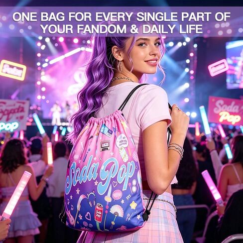 AICase for Kpop Merch Toys Gifts Soda pop Drawstring Bag Backpack Sports Gym Sackpack Tote Bag Shirt Hat Plush Costume Outfits String Bag for Demon Hunters Cosplay K pop Birthday Decorations in Kuwait