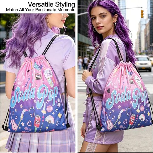 AICase for Kpop Merch Toys Gifts Soda pop Drawstring Bag Backpack Sports Gym Sackpack Tote Bag Shirt Hat Plush Costume Outfits String Bag for Demon Hunters Cosplay K pop Birthday Decorations in Kuwait